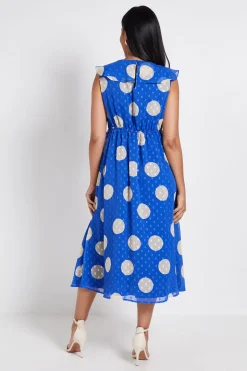 Robe Midi À Volants En Dobby À Pois Petite