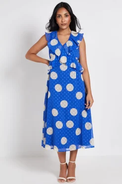 Robe Midi À Volants En Dobby À Pois Petite