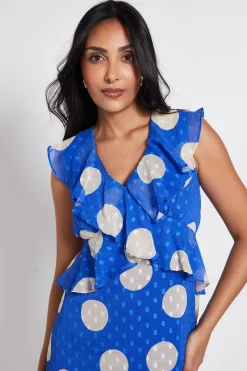 Robe Midi À Volants En Dobby À Pois Petite