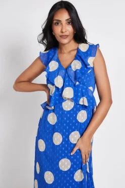 Robe Midi À Volants En Dobby À Pois Petite