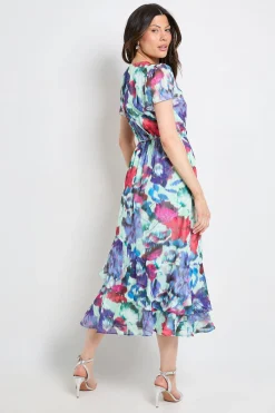 Wallis Robe Midi À Volants En Dévoré Floral<Femme Robes|Robes Mi-Longues