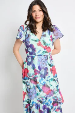 Wallis Robe Midi À Volants En Dévoré Floral<Femme Robes|Robes Mi-Longues