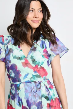 Wallis Robe Midi À Volants En Dévoré Floral<Femme Robes|Robes Mi-Longues