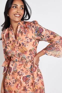 Robe Midi À Volants En Dévoré Paisley Petite