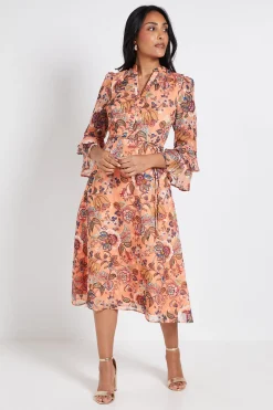 Robe Midi À Volants En Dévoré Paisley Petite