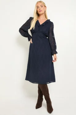 Wallis Robe Midi À Volants En Dévoré Petite Taille<Femme Robes Mi-Longues|Robes À Manches Longues