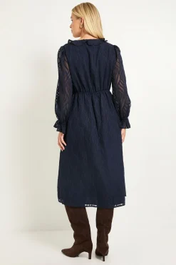 Wallis Robe Midi À Volants En Dévoré Petite Taille<Femme Robes Mi-Longues|Robes À Manches Longues