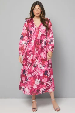 Robe Midi à Volants en Jacquard Fleuri