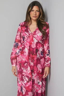 Robe Midi à Volants en Jacquard Fleuri