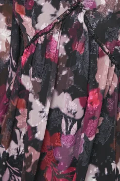 Wallis Robe Midi à Volants en Jacquard Fleuri Petite Taille<Femme Robes Bohème|Robes À Manches Longues