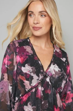 Wallis Robe Midi à Volants en Jacquard Fleuri Petite Taille<Femme Robes Bohème|Robes À Manches Longues