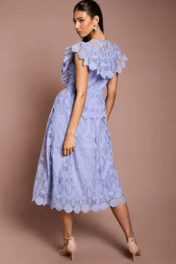 Robe Midi À Volants En Organza Festonné