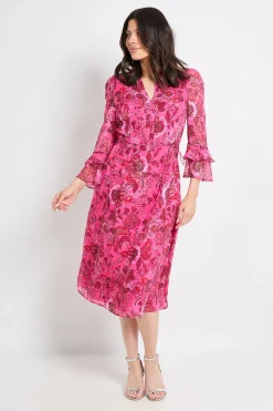 Robe Midi À Volants En Tissu Dévoré Motif Cachemire