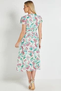 Robe Midi À Volants Et Motif Floral Dobby Petite