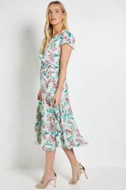 Robe Midi À Volants Et Motif Floral Dobby Petite
