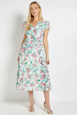 Robe Midi À Volants Et Motif Floral Dobby Petite