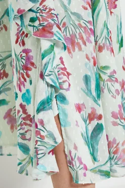 Robe Midi À Volants Et Motif Floral Dobby Petite