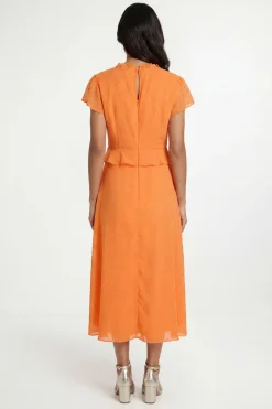 Robe Midi À Volants Et Pois Métallisés