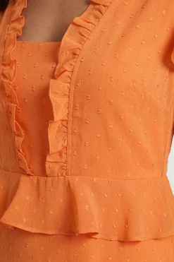Robe Midi À Volants Et Pois Métallisés