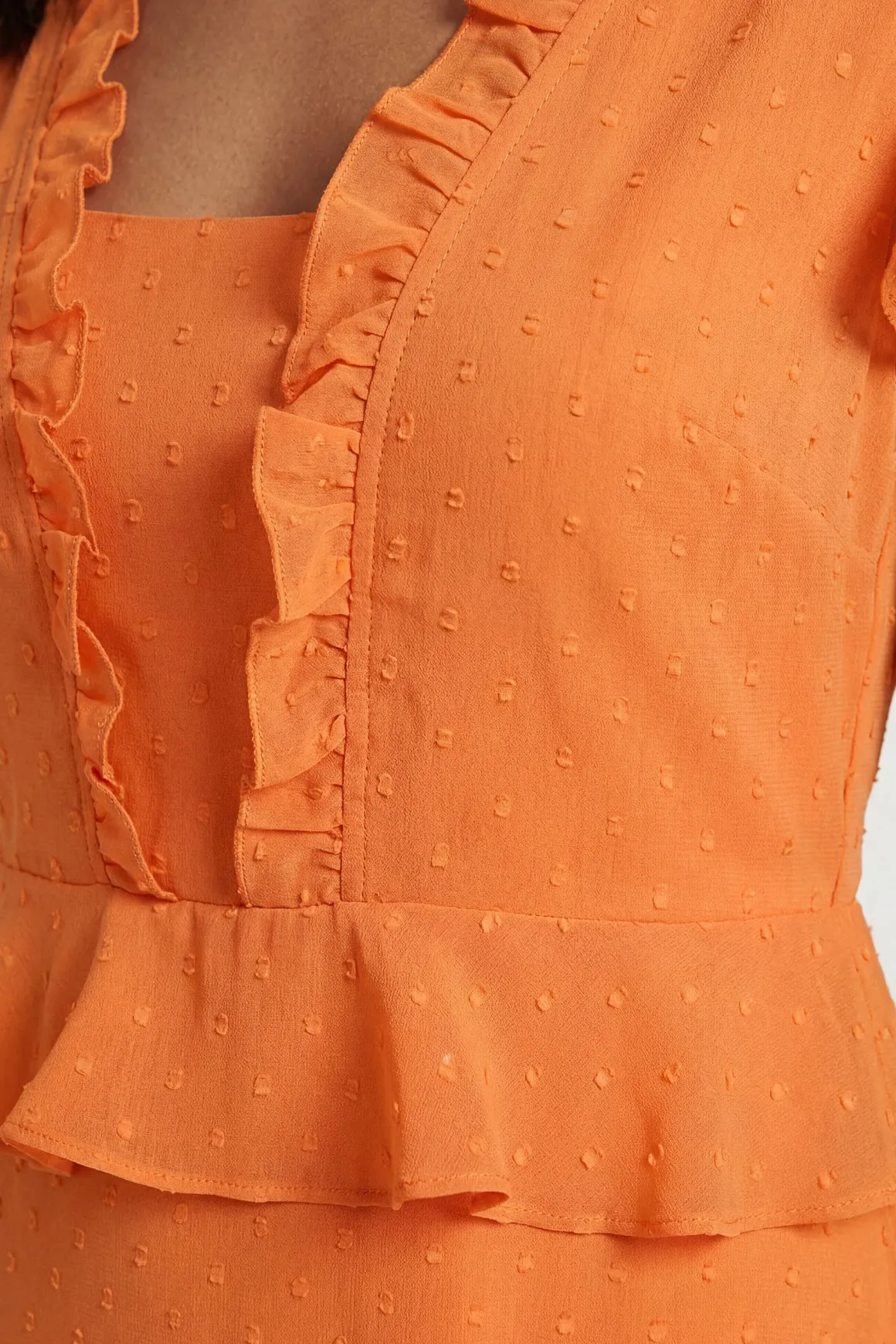 Robe Midi À Volants Et Pois Métallisés