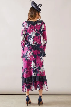 Wallis Robe Midi à Volants Imprimé Floral Mixte<Femme Toutes Les Robes|Robes Mi-Longues