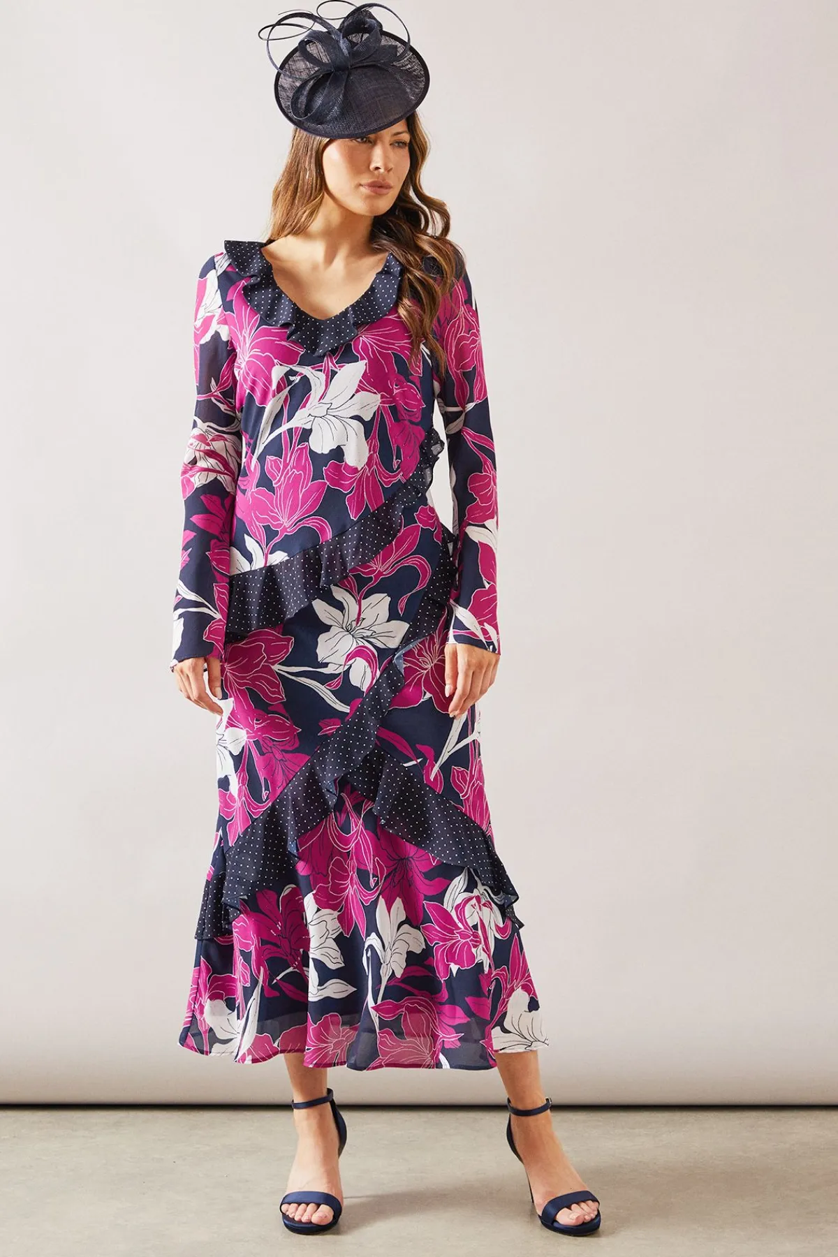 Wallis Robe Midi à Volants Imprimé Floral Mixte<Femme Toutes Les Robes|Robes Mi-Longues