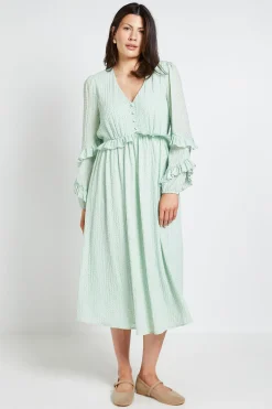 Wallis ROBE MIDI À VOLANTS IMPRIMÉ POIS TEXTURÉ<Femme Robes Mi-Longues|Pois