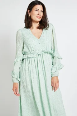Wallis ROBE MIDI À VOLANTS IMPRIMÉ POIS TEXTURÉ<Femme Robes Mi-Longues|Pois