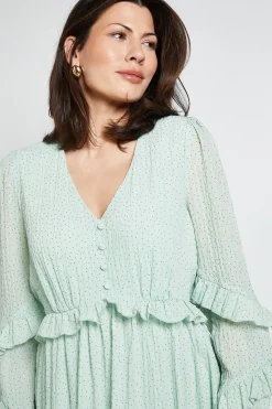 Wallis ROBE MIDI À VOLANTS IMPRIMÉ POIS TEXTURÉ<Femme Robes Mi-Longues|Pois