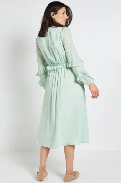Wallis ROBE MIDI À VOLANTS IMPRIMÉ POIS TEXTURÉ<Femme Robes Mi-Longues|Pois