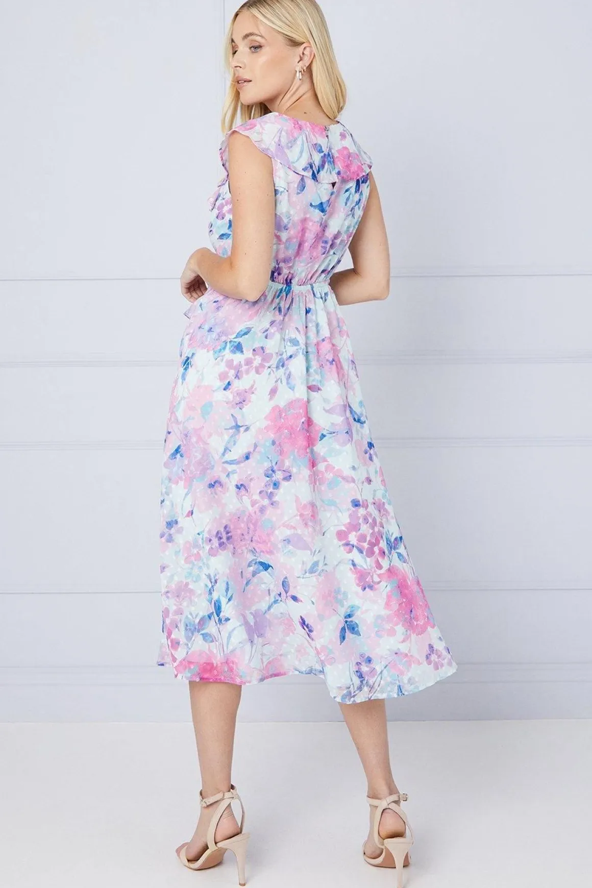 Robe Midi à Volants Motif Floral Petite