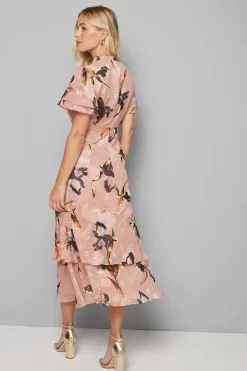 Wallis Robe Midi à Volants Petite avec Motif Floral Dévoré<Femme Toutes Les Robes|Robes Mi-Longues
