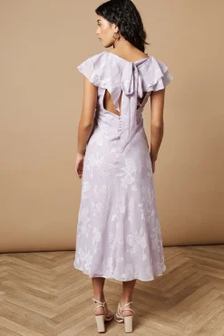 Robe Midi à Volants Petite Plain Satin Dévoré