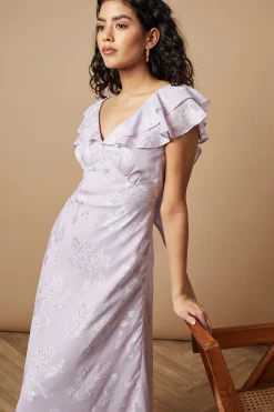 Robe Midi à Volants Petite Plain Satin Dévoré