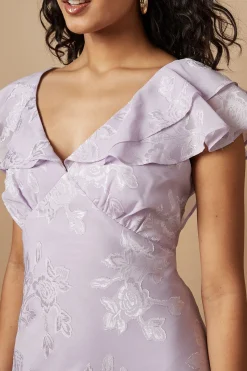Robe Midi à Volants Petite Plain Satin Dévoré