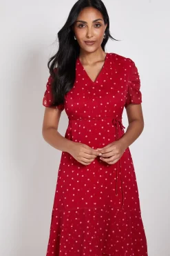 Robe Midi À Volants Pois Paillettés Petite Taille