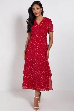 Robe Midi À Volants Pois Paillettés Petite Taille