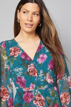 Robe Midi à Volants Péplum Fleurie