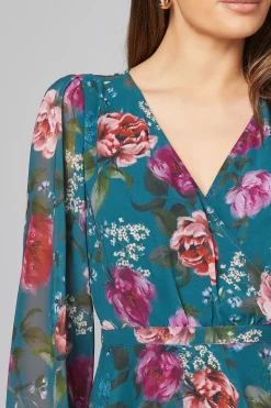 Robe Midi à Volants Péplum Fleurie