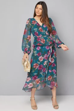 Robe Midi à Volants Péplum Fleurie