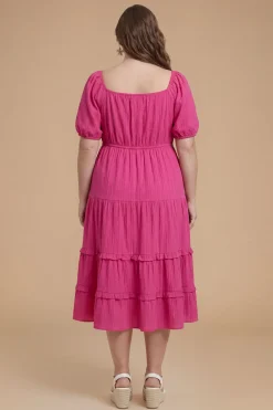 Robe Midi À Volants Étagés Et Décolleté Cœur Curve