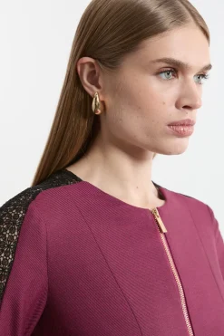 KarenMillen Robe midi à zip avant en mélange de twill et dentelle sur mesure<Femme Tailleurs|Robes Mi-Longues