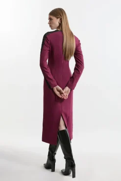 KarenMillen Robe midi à zip avant en mélange de twill et dentelle sur mesure<Femme Tailleurs|Robes Mi-Longues