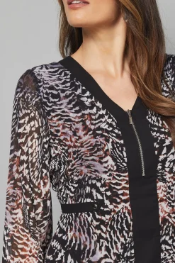 Robe Midi à Zip Imprimé Animal Ombré Floral