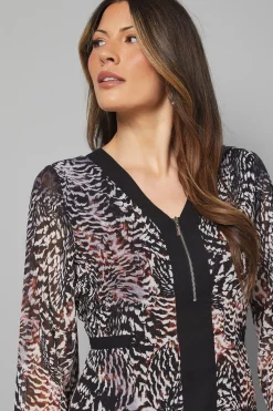 Robe Midi à Zip Imprimé Animal Ombré Floral