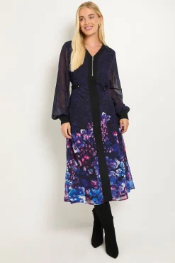 Robe Midi Zippée À Imprimé Fleuri Et Animal Pour Petite Taille