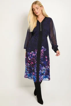 Robe Midi Zippée À Imprimé Fleuri Et Animal Pour Petite Taille