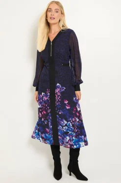 Robe Midi Zippée À Imprimé Fleuri Et Animal Pour Petite Taille