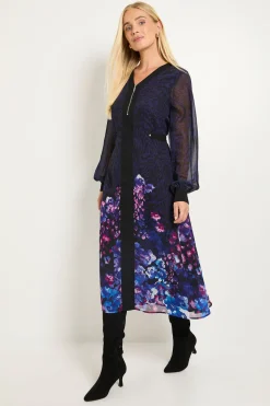 Robe Midi Zippée À Imprimé Fleuri Et Animal Pour Petite Taille