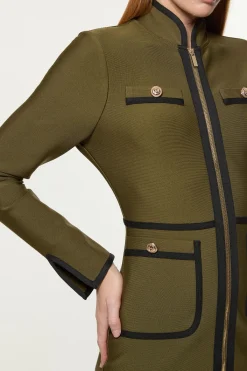 KarenMillen Robe Militaire Moulante en Maille Bandage avec Détails Passepoilés<Femme Pulls Et Gilets|Toutes Les Mailles